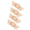 4Pcs Flower Carved Corner Onlay Applique Door Cabinet Vintage Style Furniture Decor(D)