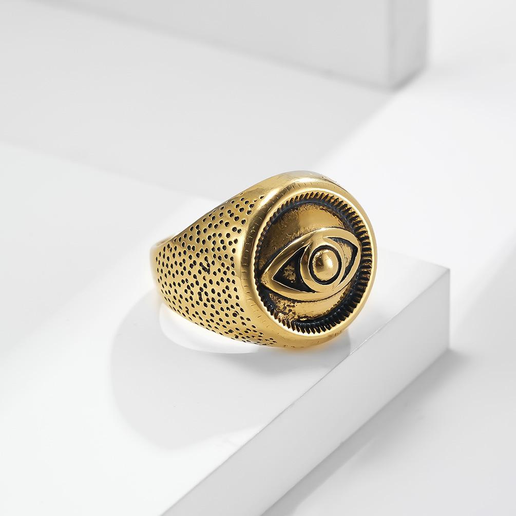 Золотое винтажное мужское кольцо «Глаз дьявола» из нержавеющей стали, ювелирные изделия в стиле хип-хоп для мужчин, аксессуары в стиле панк, подарок