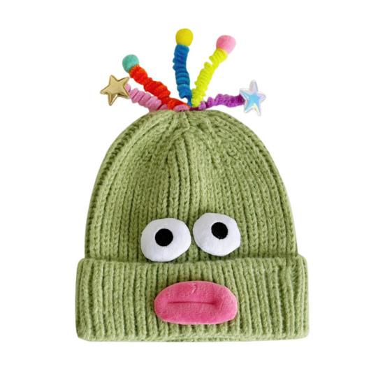 Мультяшная шерстяная шапка с выдвижными щупальцами, теплая вязаная шапочка для детей, головной убор с опорой для катания на лыжах