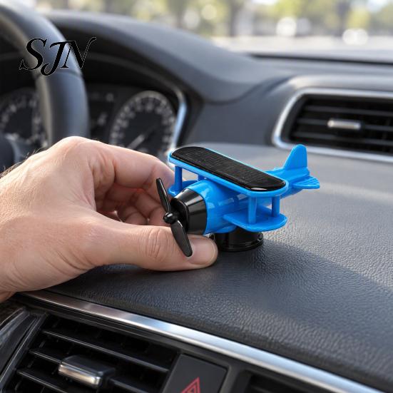 Decorative Car Interior Figurine Solar Energy Rotating Plane, Creative Dashboard Ornament Cool Gadgets for Men with Light Sensor, Unique Automotive
