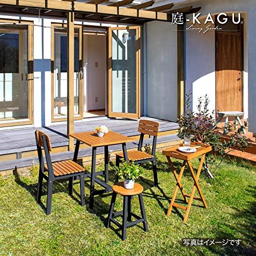 Takasho Mariewood Stool Noir, Natural Eucalyptus MWF, Flower Stand, Garden Chair, Garden Table, Durable Eucalyptus Wood (MWF-26CCG)