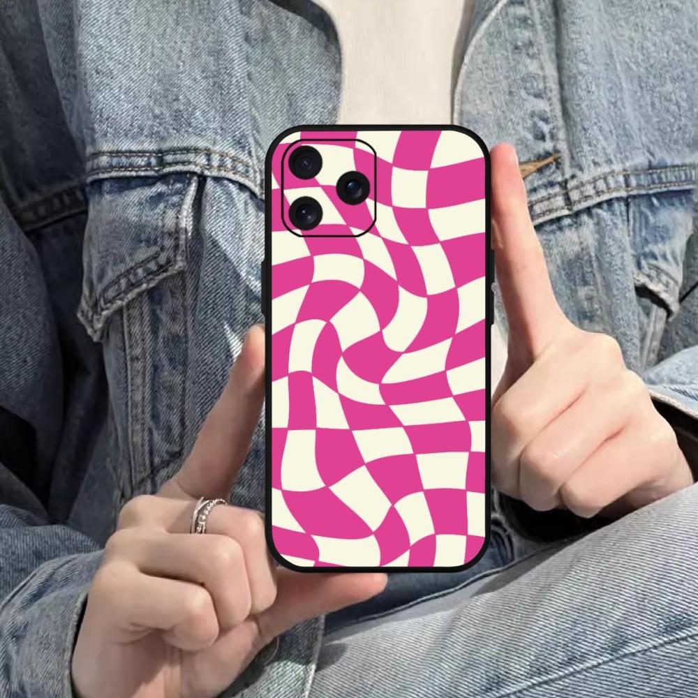 Crazy Checkered Phone Case For Samsung S20 S21 S22 S23 S24 Note 20 4G 5G Plus Ultra Black Soft Shell
