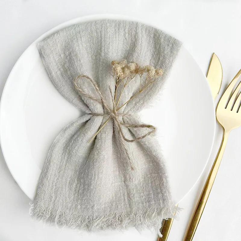 24 шт. салфетки ручной работы из ткани с бахромой 12,5x12,5 дюймов, многоразовые мягкие деревенские хлопковые салфетки для ужина на свадьбу