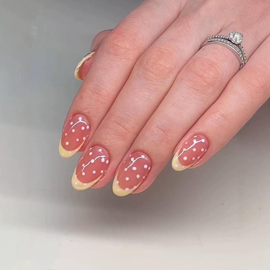 Wear Nails Summer Dopamine French Strawberry Red Polka Dot Sweet American Gas Premade Nails