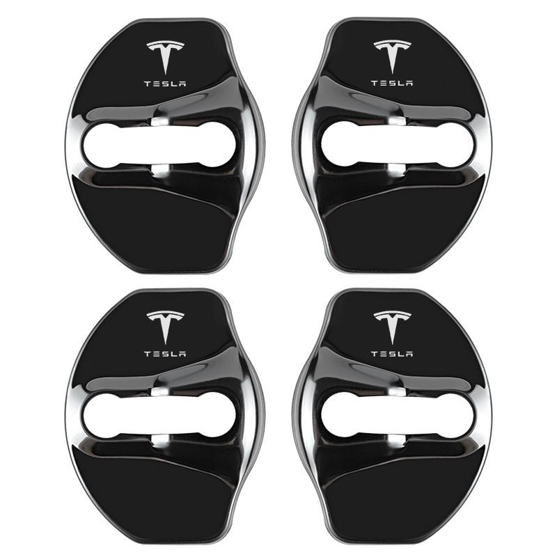 IASD9 4PCS Car Door Lock Protective Covers Stainless Steel Door Lock Cover For Tesla Model Y Model 3 2017-2023 / MODEL3 Highland 2024