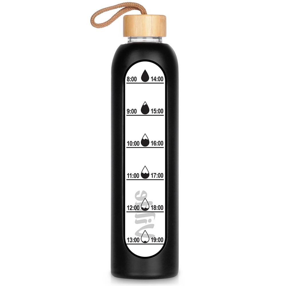 Motivational Bottle For Water Drinks Glass Silicone Large Sport Bottle 1L