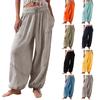 Женские модные свободные однотонные повседневные брюки с эластичной резинкой на талии и карманами