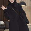Petite Korean-Style Mid-Length Wool Coat for Autumn and Winter - Loose Fit, Elegant Outerwear 