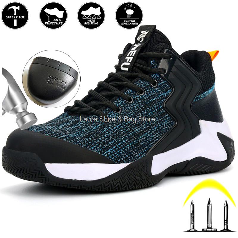 Fashion Light Safey Shoes Men Women Fashion Work Shoes Steel Toe Sneaker Puncture Proof Work Safety Boots For Man Security Boots Male