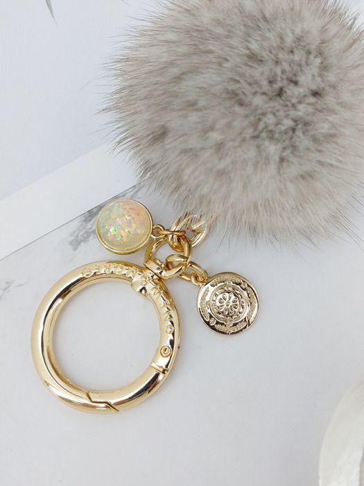 MAIA Mink Fur Keychain & Charm - Gray