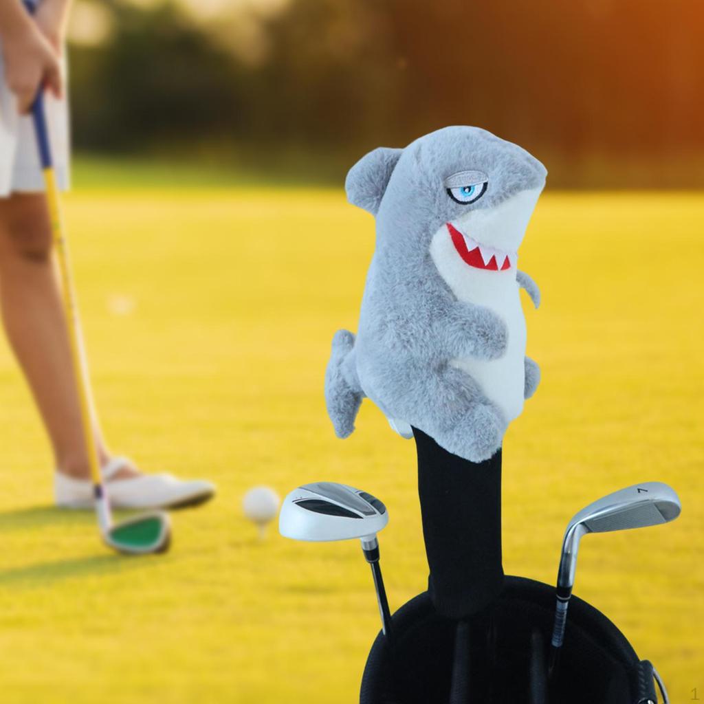Golf Wood Head Cover Plush Cloth Shark Compact Animal Club Headcover for Beginners Players