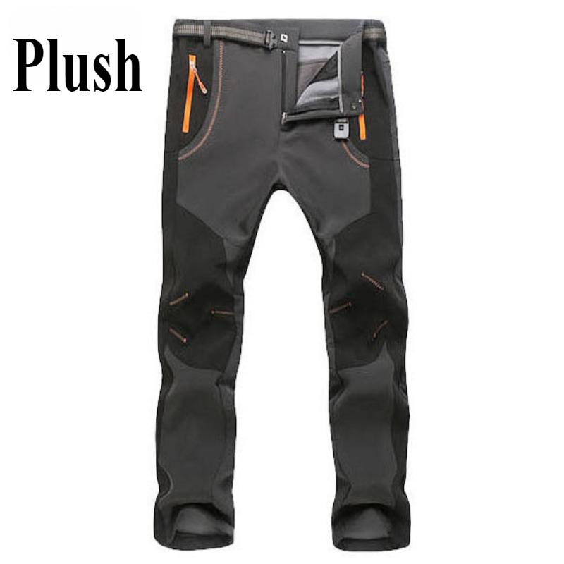 Мужские эластичные флисовые зимние теплые брюки Softshell для треккинга, скалолазания, пешего туризма, кемпинга, рыбалки, спортивные тренировочные брюки большого размера