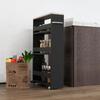 Wheeled Utility Cart, 3-Tier, 3 Shelves, Tabletop, Handle, 48 x 15 x 80 cm, Black