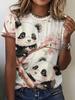 Summer Cute Panda T-Shirts Animal 3D Print Women's Casual Short Sleeve Round Neck T Shirt Harajuku Y2K Tees Tops Female Clothing