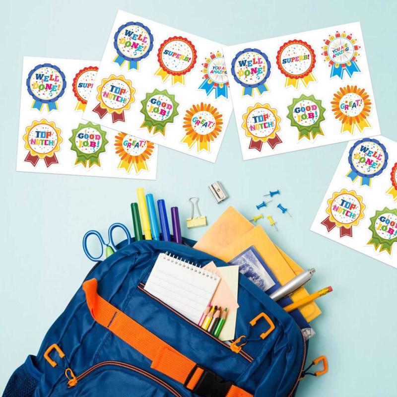 60Pcs10Sheets Excellent Medal Reward Sticker Cartoon Inspirational Label Badge Children Students Encourage Compliment Stickers
