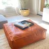 Vintage Wonderful Moroccan Pouf Leather Ottoman Brown Footstool Pouffe