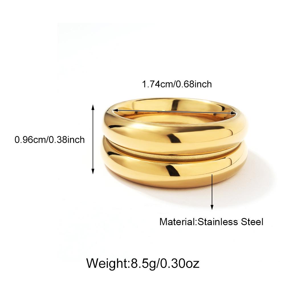 Европейское и американское кольцо из нержавеющей стали с широким ободком 18K, двухслойное, текстурированное, для женщин