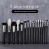 Набор кистей для макияжа ANMEI из 15 штук с натуральным ворсом и деревянными ручками
