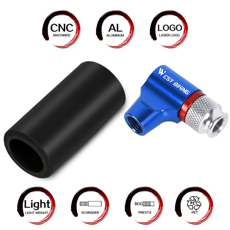 WEST BIKING CO2 Mini Pump Inflator Portable Pump Schrader Presta Valve Adapter Pump CO2 Cartridge MTB Road Bicycle Pump