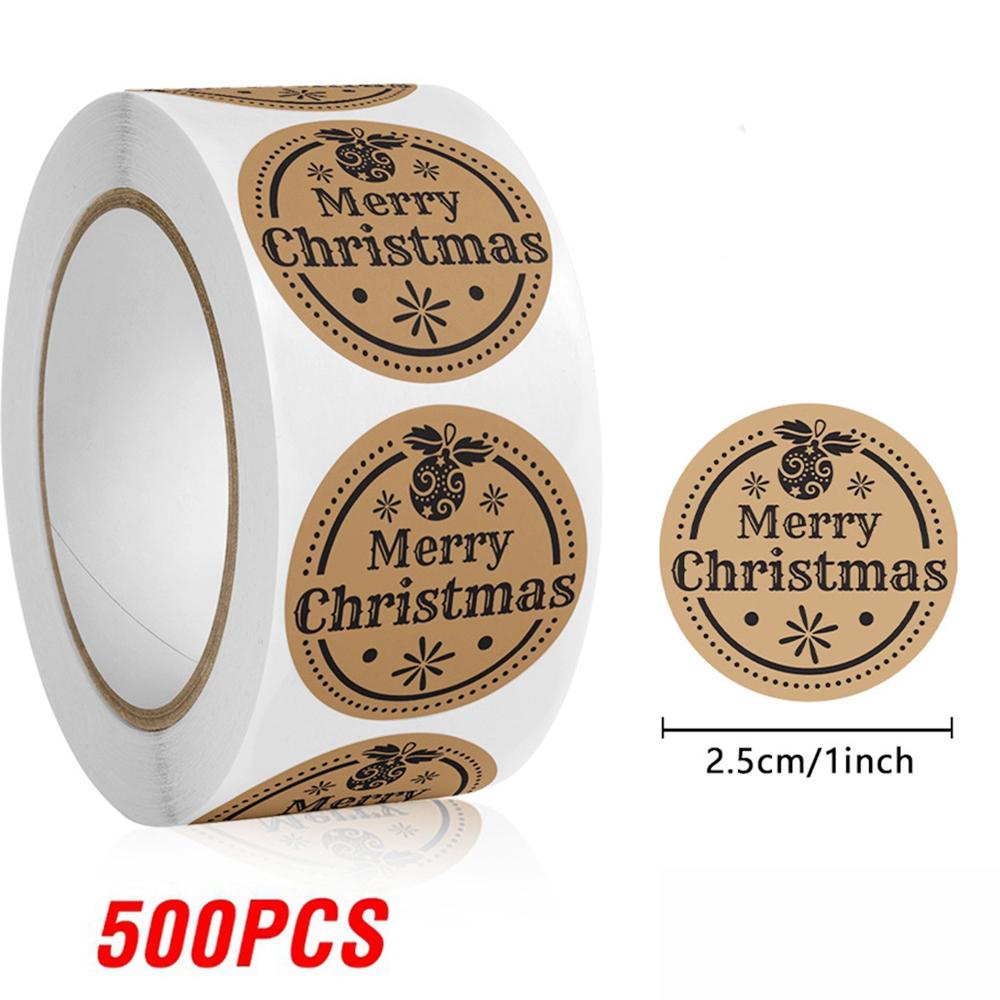 100-500pcs Merry Christmas Sticker , Round Adhesive Decoration Sticker for Cards Envelope Seal Xmas Gift Wraps Box Bags