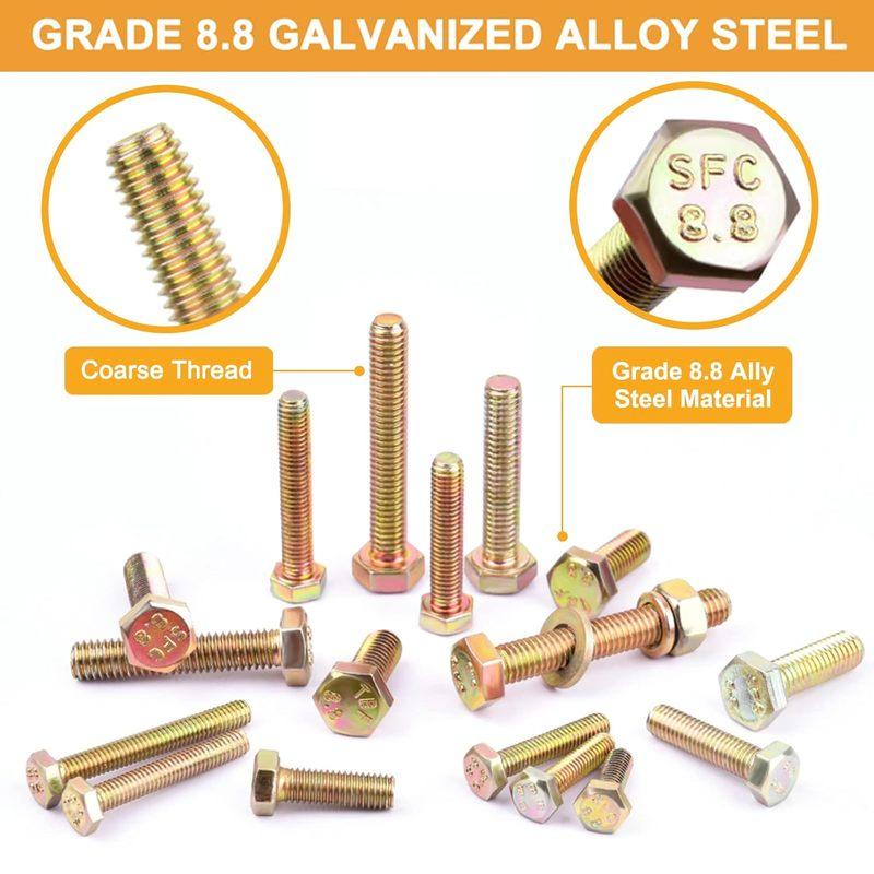 672 pieces of 8.8 grade M4, M5, M6 metric bolt and nut sets, heavy-duty hexagon head bolt and nut sets, including 13 metric size