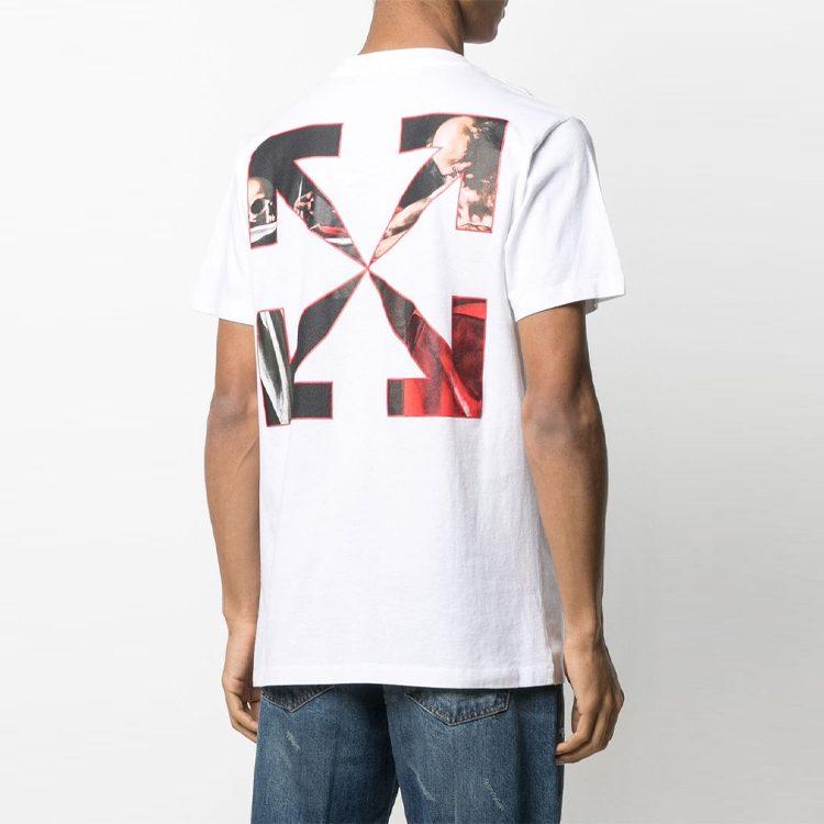OFF WHITE Узкий крой Футболка с принтом Караваджо Святой Иероним Пишет OMAA027R21JER0040125