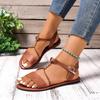 Fashion New Style Round Toe Flat Sandals Summer Fashion Solid Color Round Head Ankle Buckle Comfortable Casual Sandals for Women