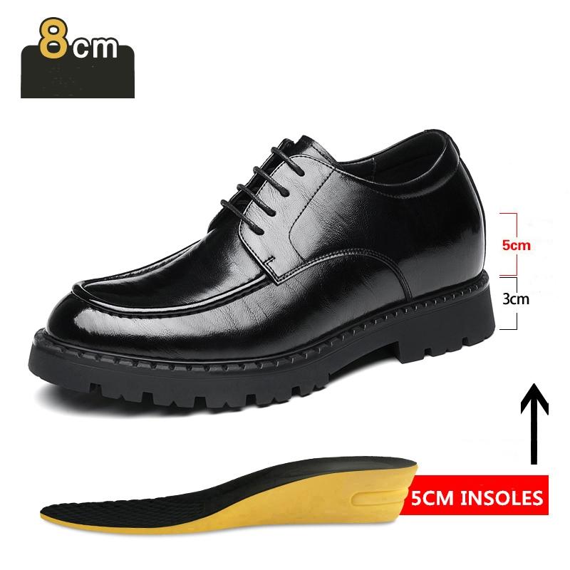 Fashion Men's Dress Shoes Elevator Shoes Platform Breathable Casual Business Luxury Genuine Leather Heightening Shoes 8 6CM Taller Male