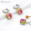 Модные красочные квадратные серьги-капли с кристаллами, комплекты ювелирных изделий для женщин, свадебный кулон, ожерелье, подарок