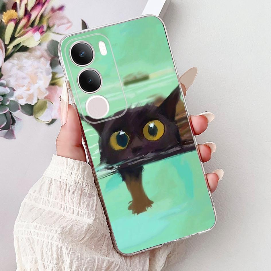 Silicone Case For Vivo Y19s V2419 Cover Lovely Cat Butterfly Cartoon Soft Back Protective Shell For Vivo Y19s 4G Y 19s TPU Coque