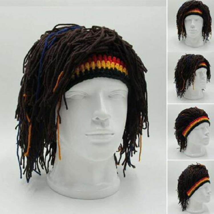 Knittings Hat with Dreadlocks Winter Hat Beanied Funny Man Rastas Wigs Beard Hat