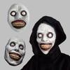 Smile Demon Mask Scary Horror Latex Full Face Halloween Cosplay Props Creepy White Eye Party Costume Adult
