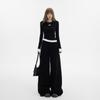 Women's 2-Color Elastic Waist Wide-Leg Pants with Drawstring - Spring 2025 Casual Slim Straight Floor-Length Drape Style