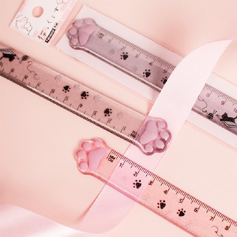 Симпатичные кошачьи лапы, пластиковые прямые линейки Kawaii, школьные канцелярские принадлежности, аксессуары для планировщика, студенческий приз