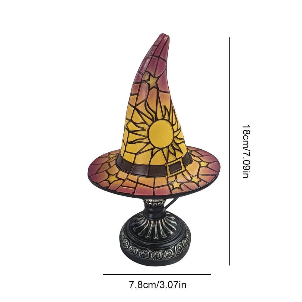 Creative LED Witch Hat Lamp Table Lamp USB Powered Night Light Resin Witch Hat Light Ornament Halloween Party Home Decor