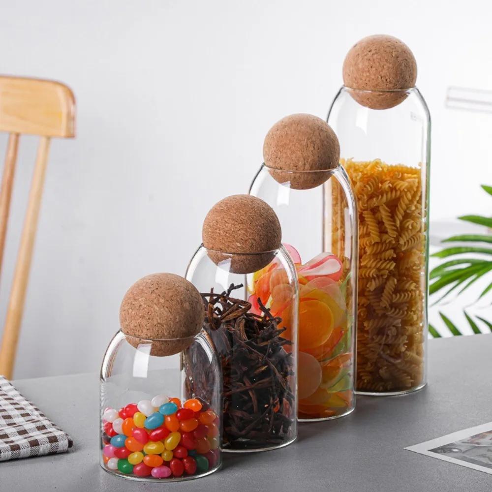 Пробковая пробка, стеклянная герметичная банка, кофейные зерна, ящик для хранения сухофруктов, кухонная банка для хранения еды, мультизерновая банка, креативная пробковая банка для чая