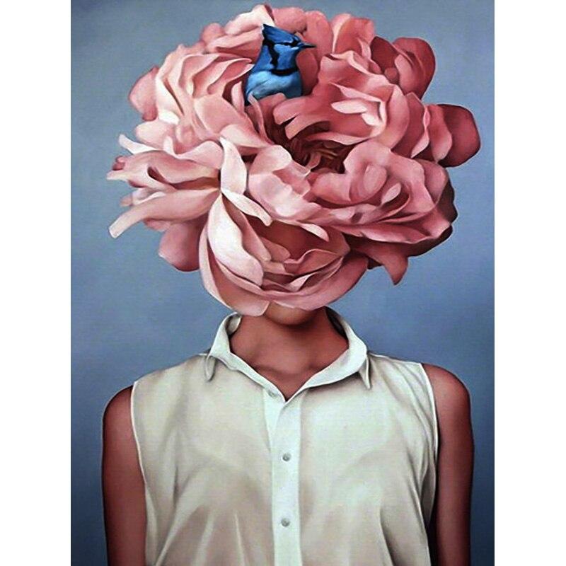 DIY Full Round Diamond Painting Landscape Cross Stitch Flower 5D Beautiful Girl Diamond Embroidery Mosaic Home Decor Gift