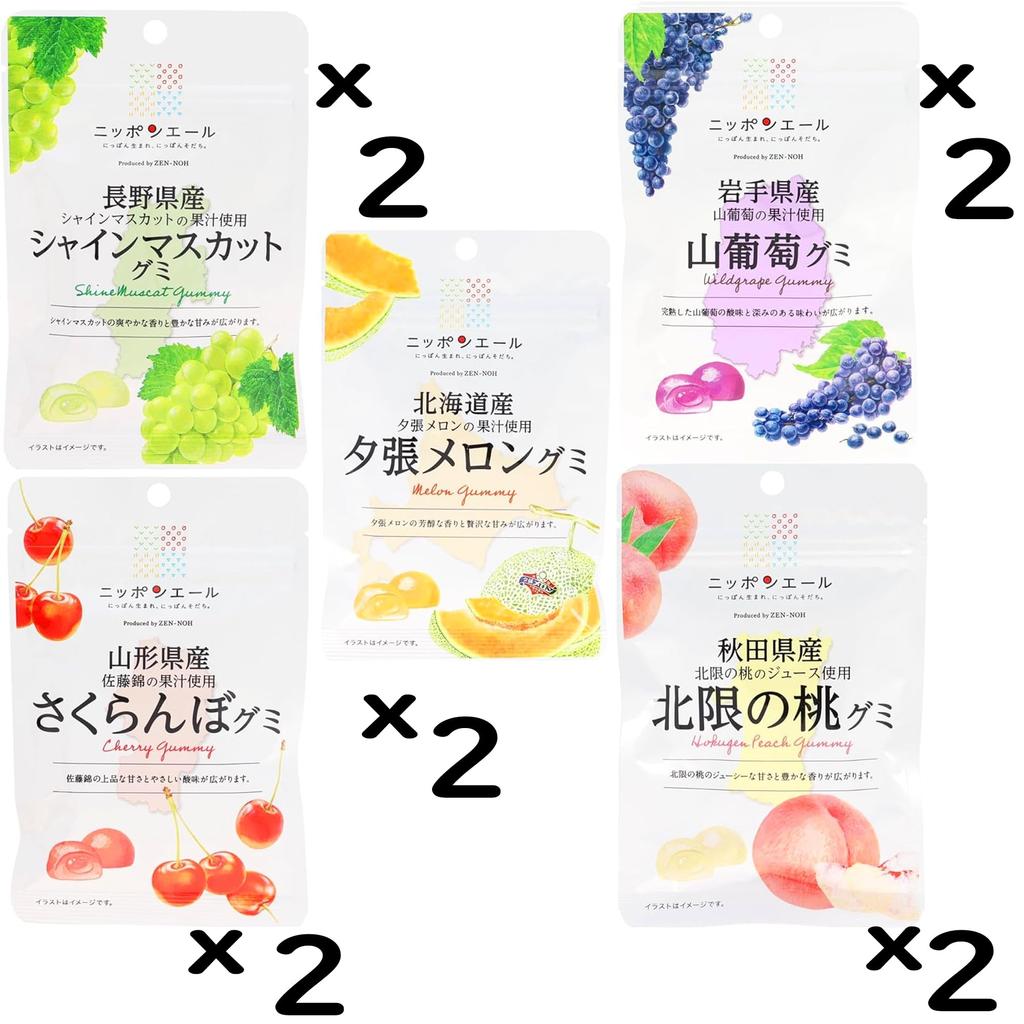 Zennoh Nippon Ale Gummy East Japan Best Seller 5 Types Assortment