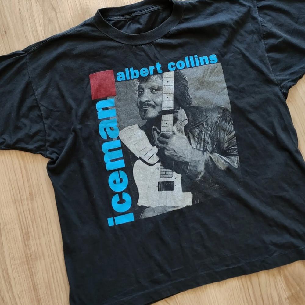 Винтажная футболка Albert Collins Iceman Черная с коротким рукавом Все размеры XZ432 Унисекс Футболка