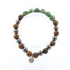 Stones and Minerals. Australian Epidote + Hematite + Wood 8mm Bead Bracelet. Made In France.