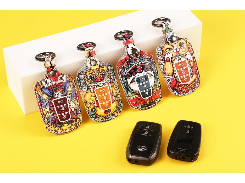 Guochao Ручная работа Натуральная кожа Сумка для ключей для Toyota Индивидуальные подарки