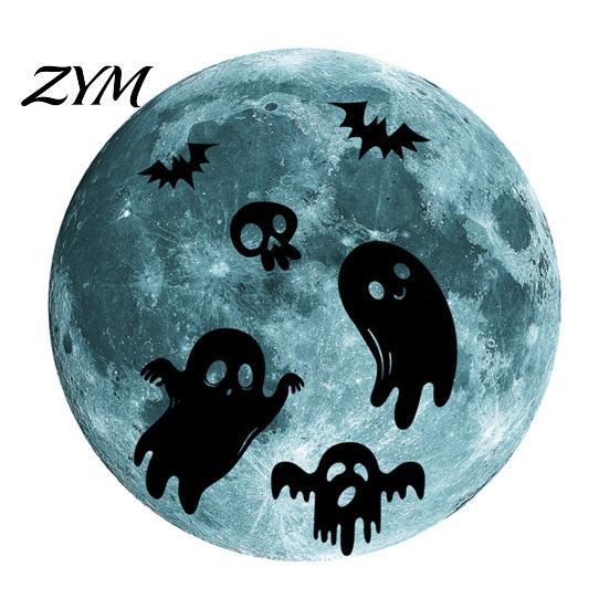 Luminous Window Decorations Halloween Glow in The Dark Wall Stickers, Moon Bat Tombstone Raven Removable Decoration Ghost Decals, Waterproof