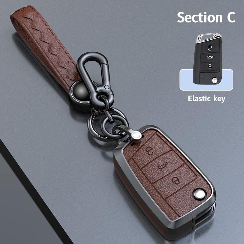 Чехол для дистанционного ключа из коровьей кожи из цинкового сплава для VW Volkswagen Golf 7 MK7 Tiguan MK2 SEAT Ateca Leon FR 2 Ibiza для Skoda Octavia