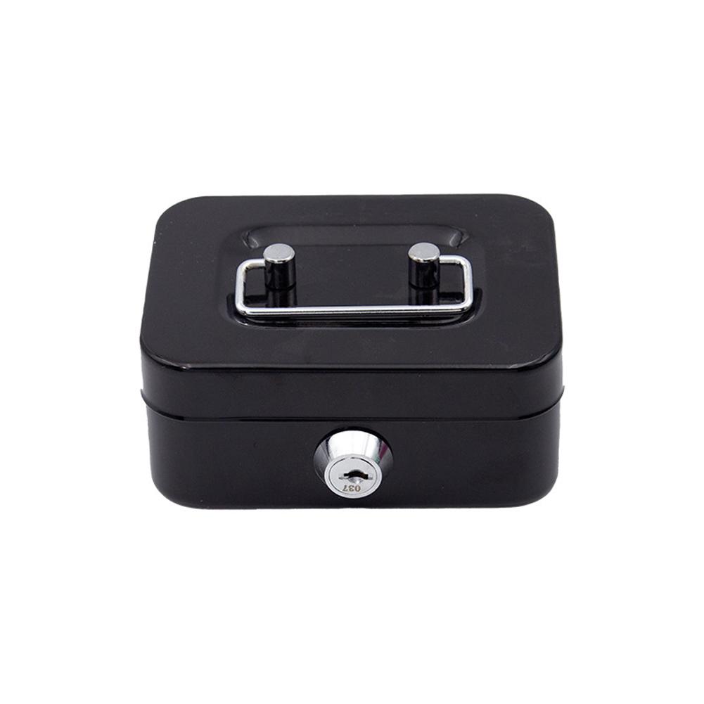 Money Box with Key 4.5inch Metal Cash Box Steel Cash Safe Box Petty Cash Deposit Tin with Lock 2 Keys Safety Storage Box Coin Bank