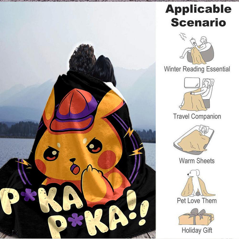 1pc Pikachu, Pokémon Blanket Soft All Season Throw with Vibrant Design, Perfect for Home, Travel, and Gifts, Ideal for Naps and Camping
