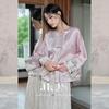 JK&JS Вышитая Ацетатная Куртка в Новом Китайском Стиле с Эффектом Выцветания