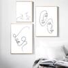 Nordic Style Print Scandinavian Flower Wall Art Painting Line Draw Face Canvas Poster Decor Pictures Minimalist Home Decoration