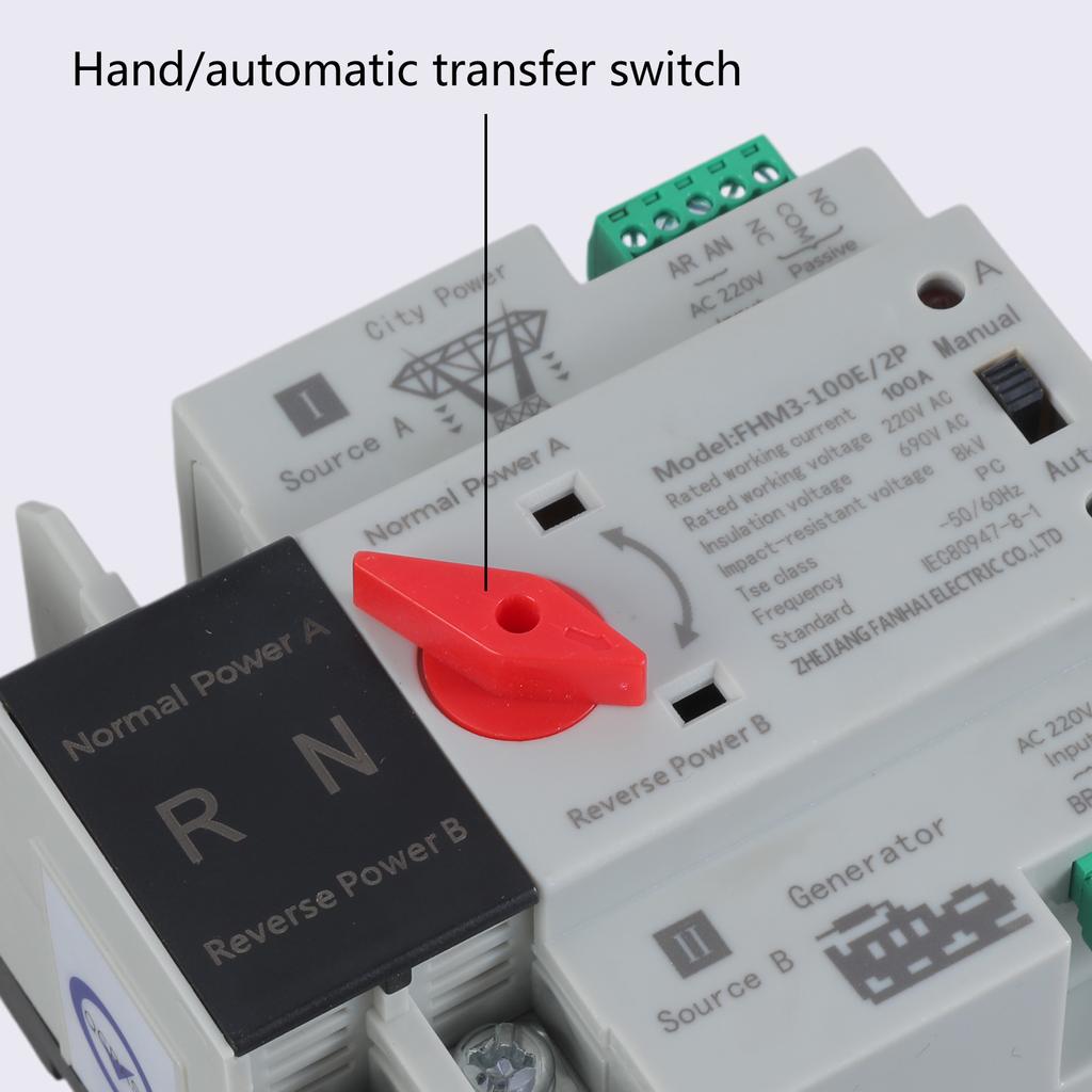 2P 100A Double Power Automatic Transfer Switch Electrical Selector Switches Generator Changeover Switch Enduring