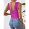 Женский укороченный топ без рукавов с открытым пупком, квадратным воротником и жилетом на бретелях