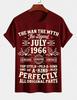 2026 New Pure Cotton Tshirt July 1966 Unisex Myth Legend Birthday Print Crew Neck Short Sleeve Casual Top